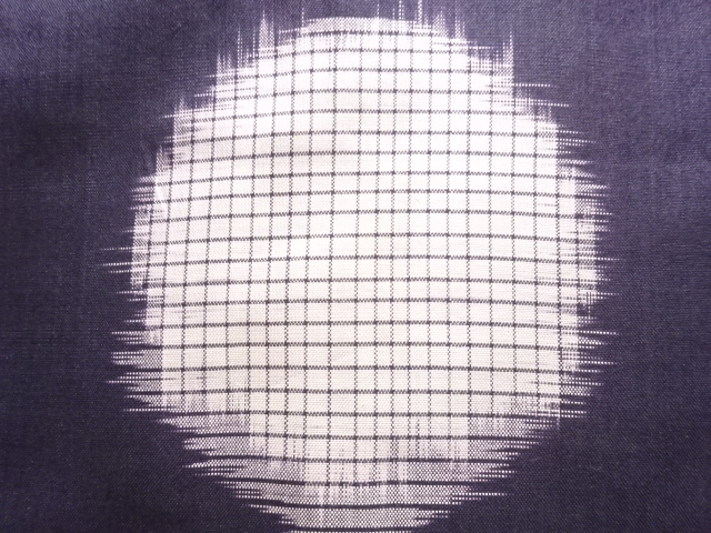 JAPANESE KIMONO / ANTIQUE HITOE KIMONO / MEISEN / SILK / WOVEN CIRCLE & SQUARES